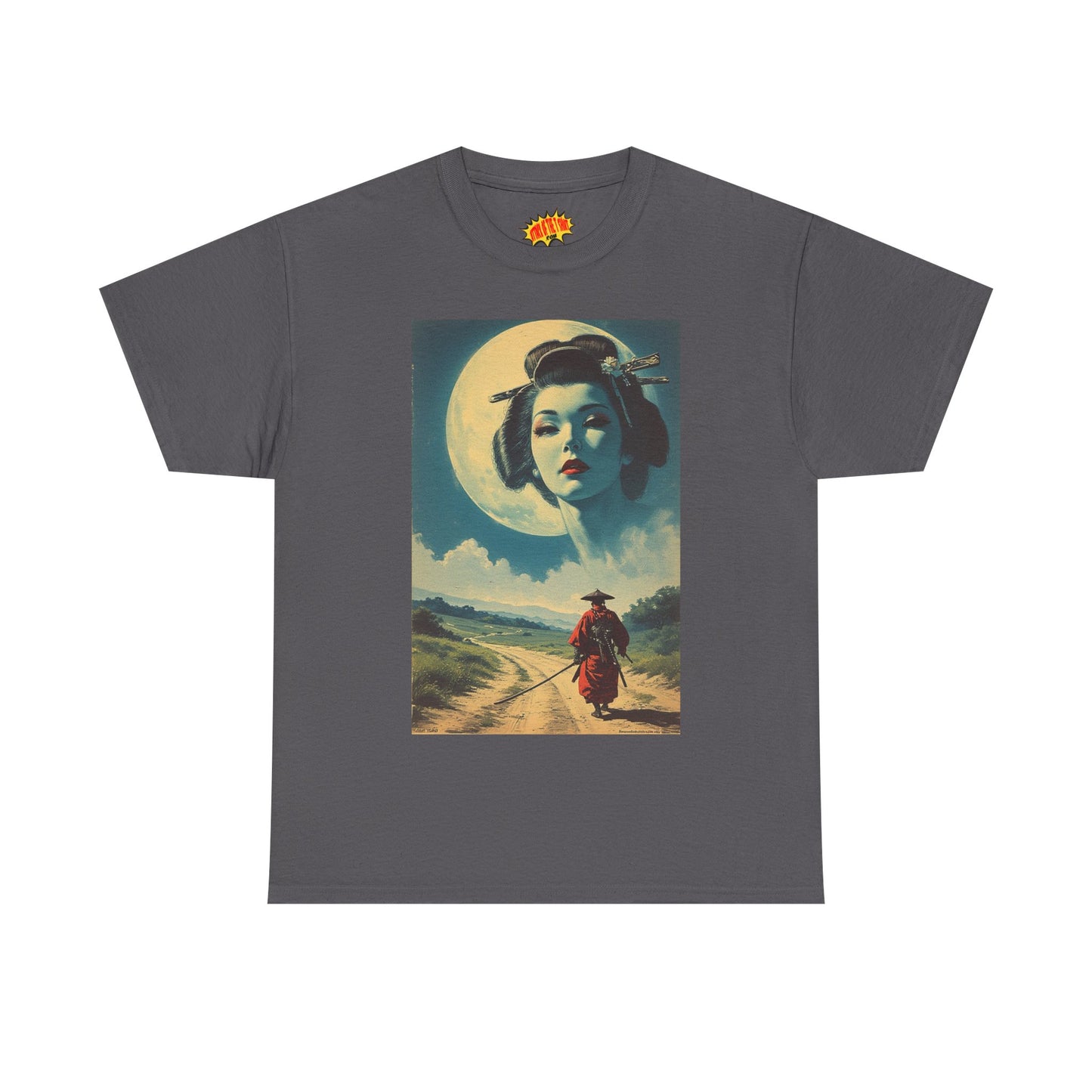 Travelling Samurai w/Moon Geisha Woman T-Shirt *Multiple Colors*