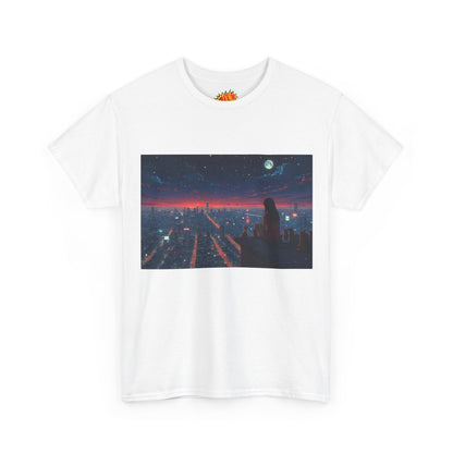 Neon City Anime Night Scene w/Cats T-Shirt
