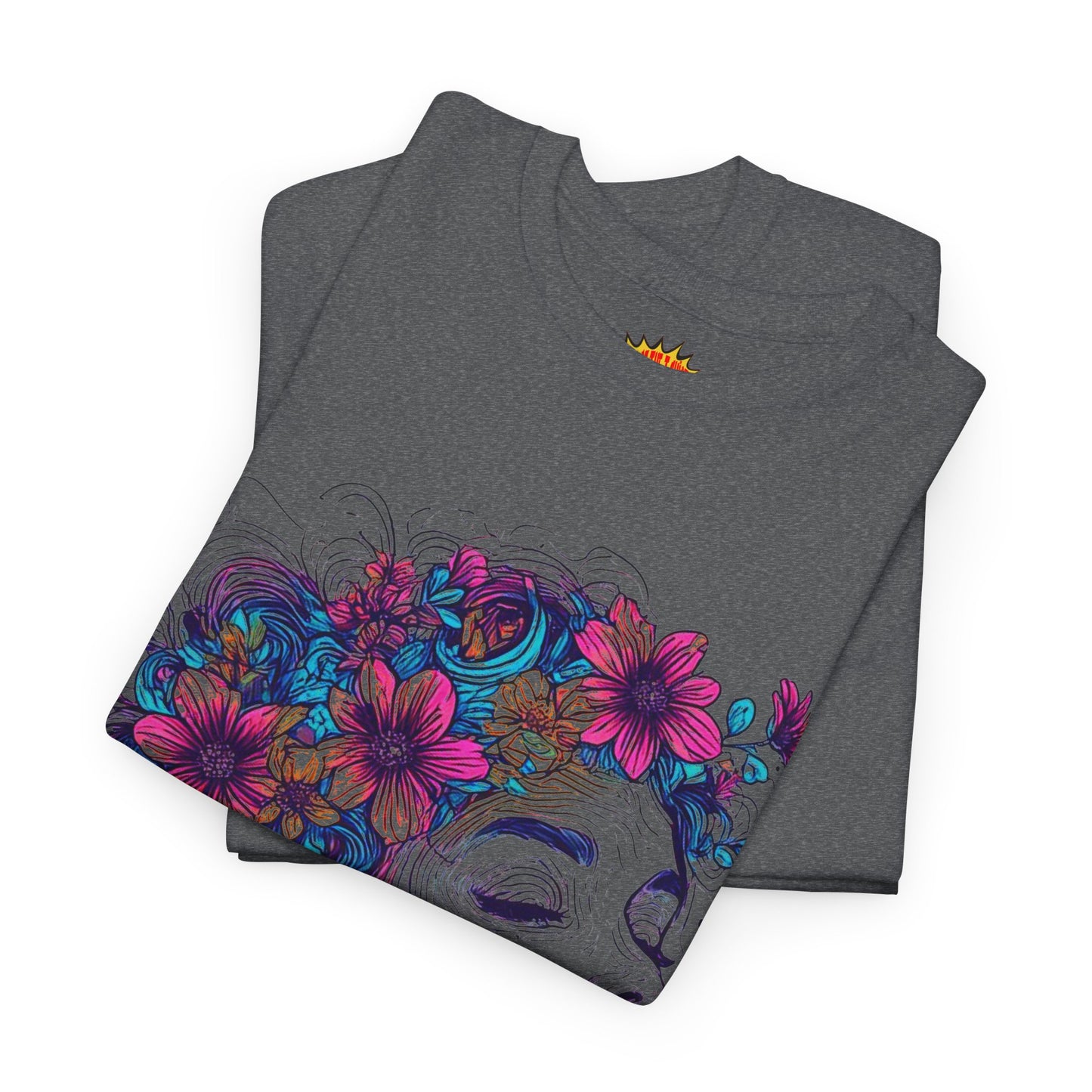 Multicolor Line Drawing Human Flower Graphic Art Tee Shirt *Multiple Colors*