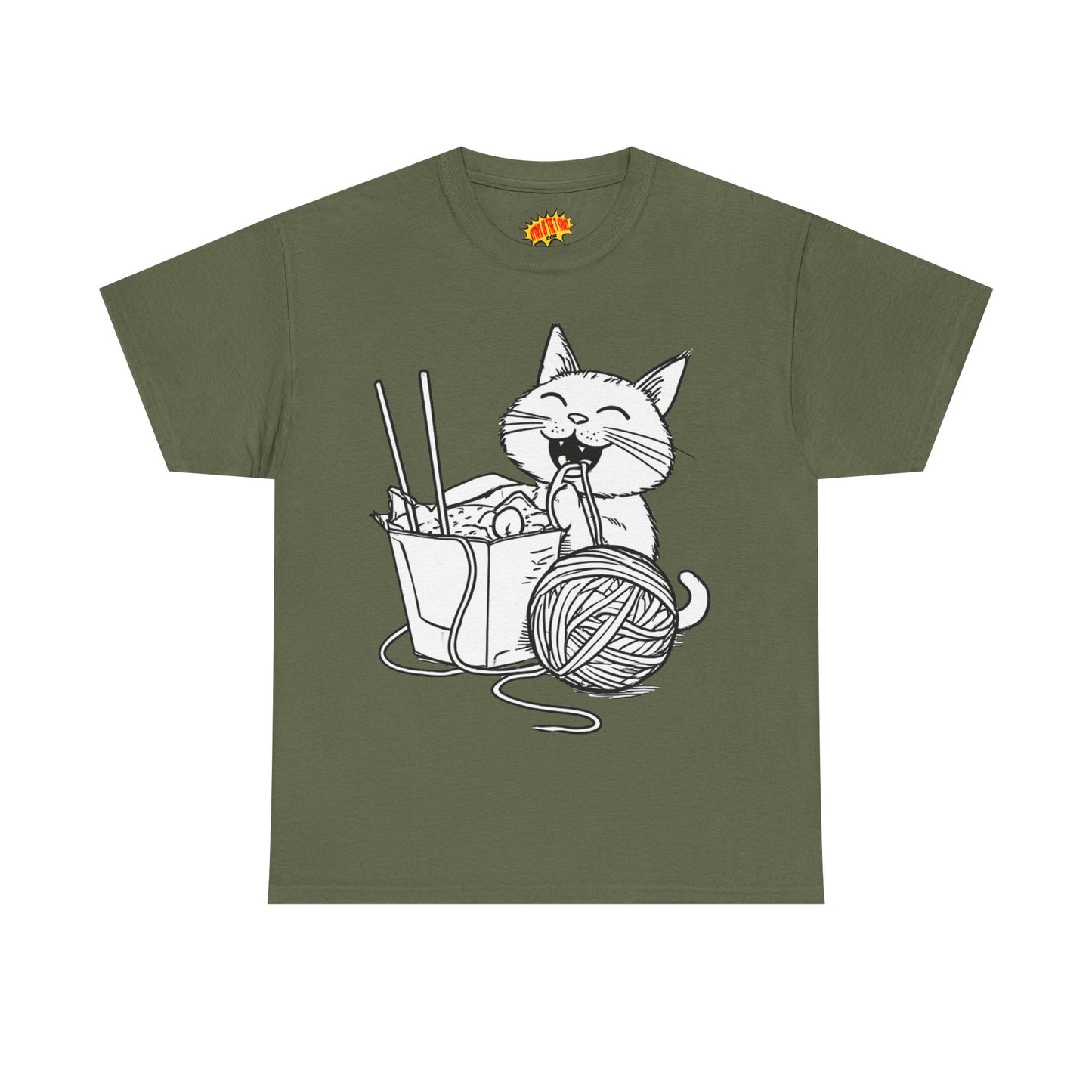 Happy Cat w/Noodles + Yarn Art Tee Shirt *Multiple Colors*