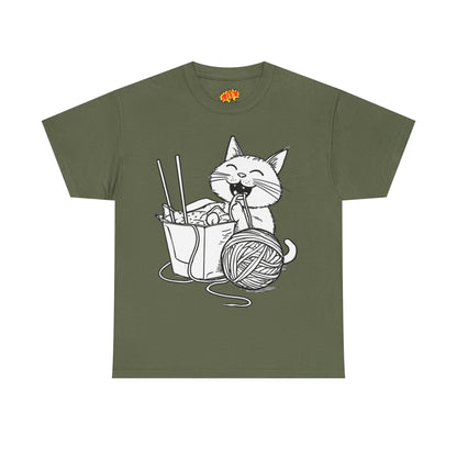 Happy Cat w/Noodles + Yarn Art Tee Shirt