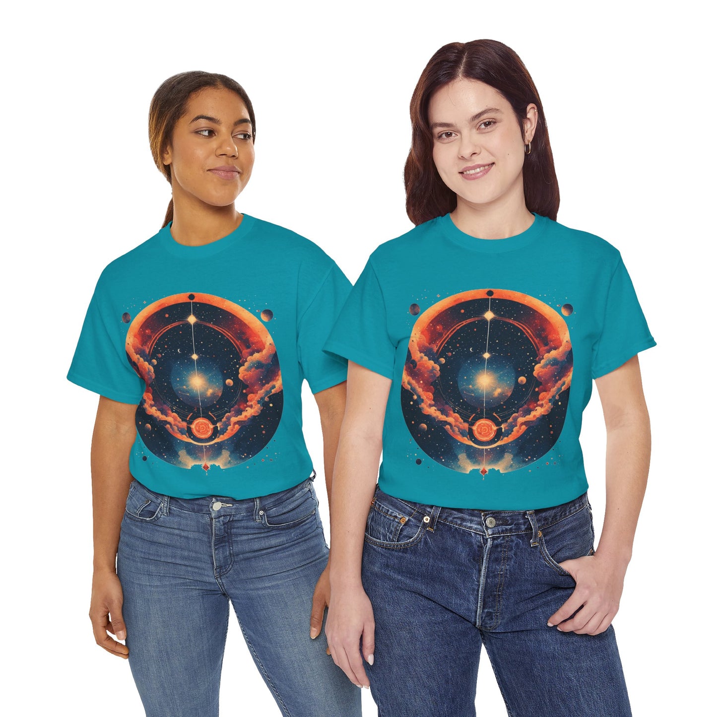 Round Galaxy Graphic Tee Shirt *Multiple Colors*