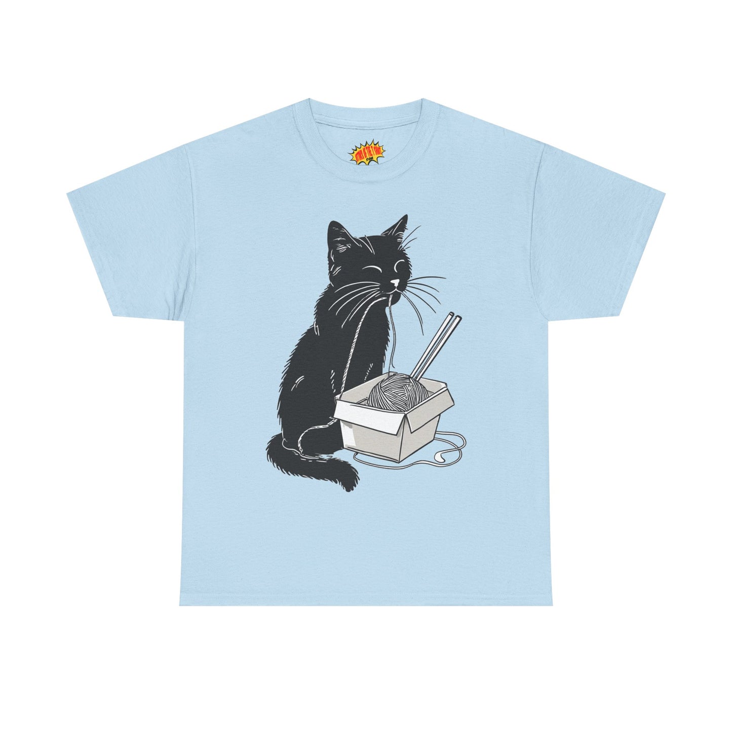 Black Cat w/Noodles Drawing Art Tee Shirt *Multiple Colors*