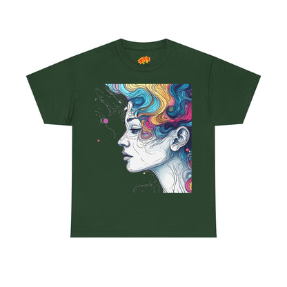 Face w/Color Hair Graphic Art Tee Shirt