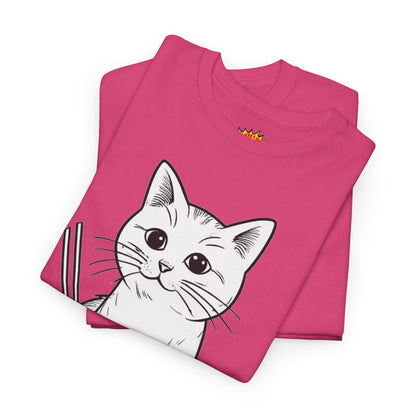 White Cat w/Yarn Ball Art Tee Shirt
