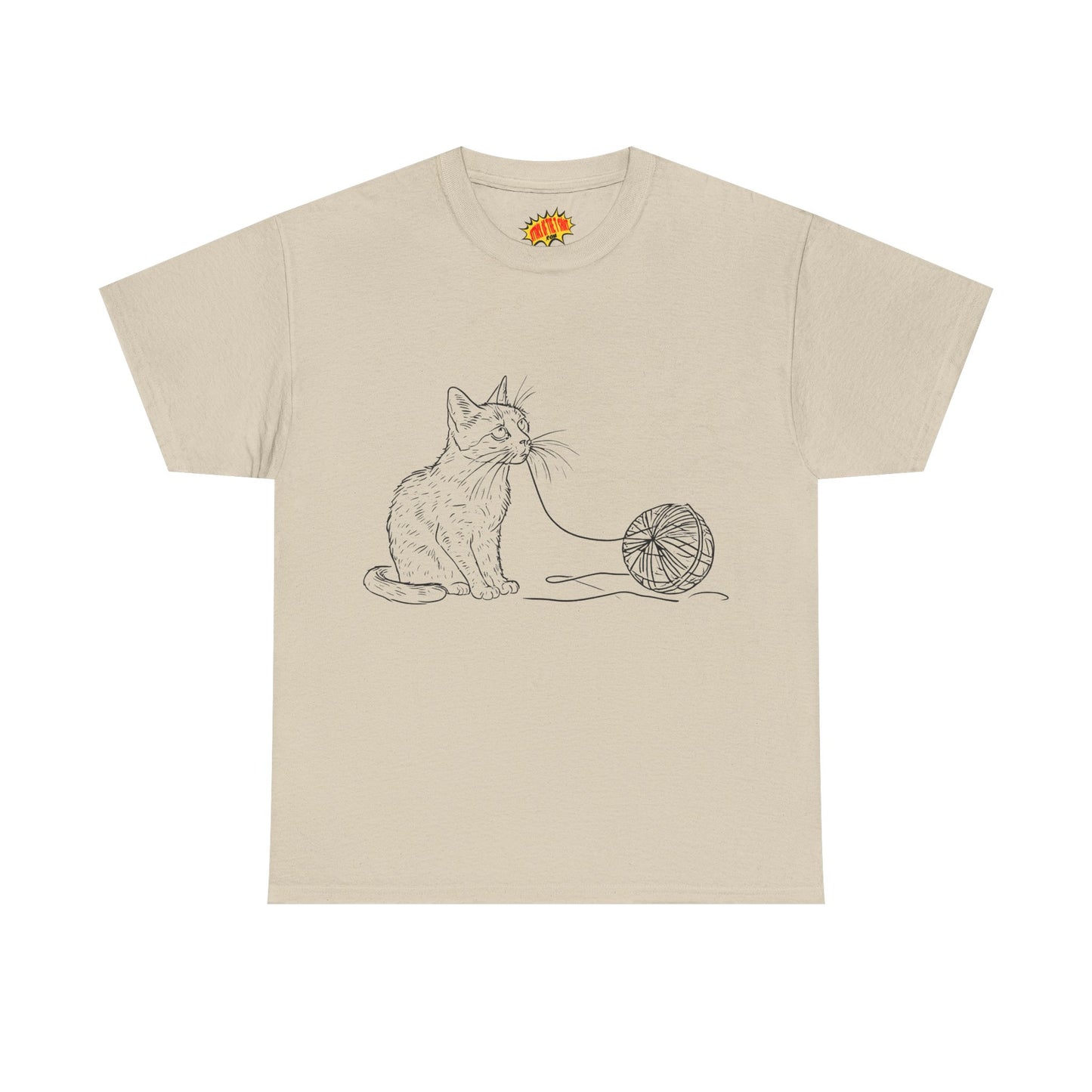 Cat w/Yarn Line Drawing Art Tee Shirt *Multiple Colors*
