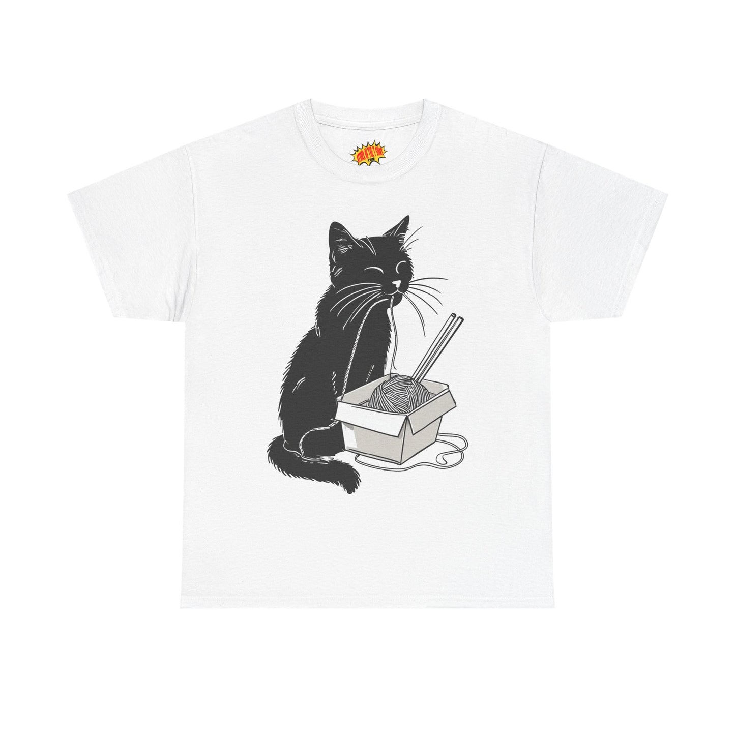 Black Cat w/Noodles Drawing Art Tee Shirt *Multiple Colors*