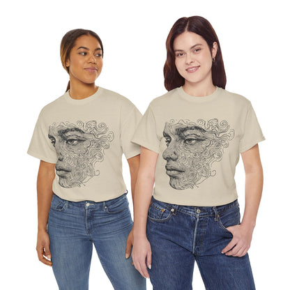 Human Face Silhouette Line Drawing Graphic Art Tee Shirt