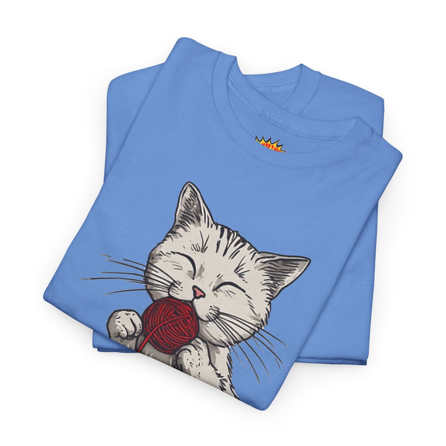 Cat w/Takeout Yarn Noodles Art Tee Shirt *Multiple Colors*