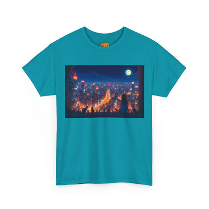 Anime City Night Scene w/Girl & Cats T-Shirt
