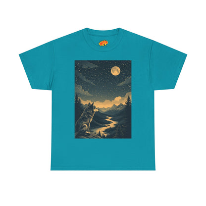 Mountain Wolf with River & Full Moon T-Shirt