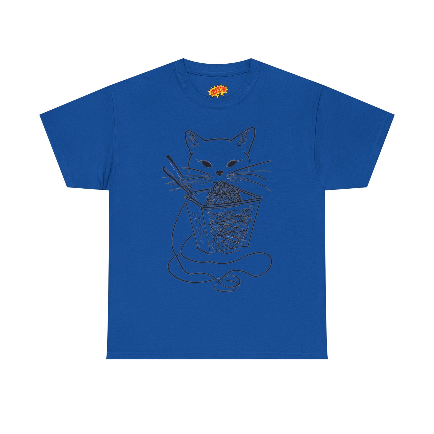 Cat w/Noodles Line Art Drawing Tee Shirt *Multiple Colors*
