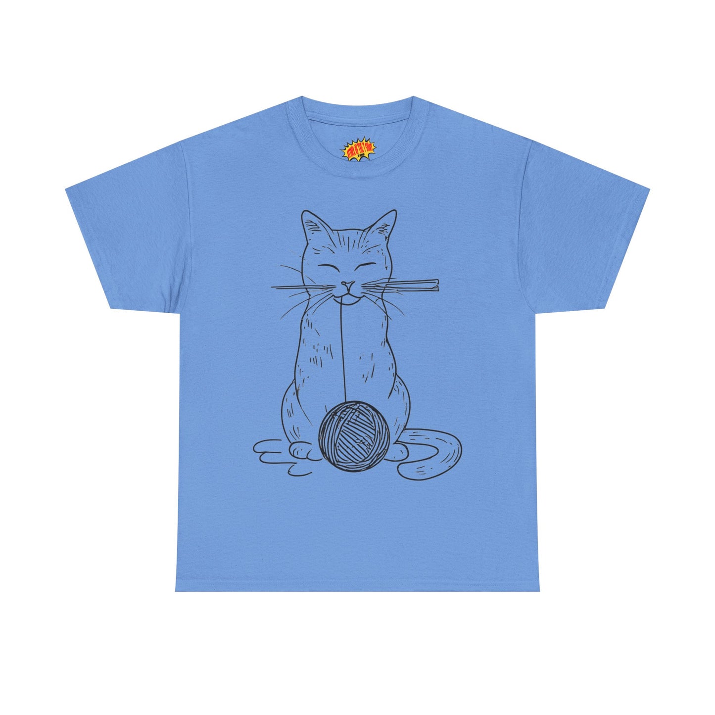 Cat w/Yarn Ball Line Art Drawing Tee Shirt *Multiple Colors*