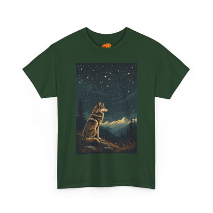 Mountain Wolf with Starry Night T-Shirt