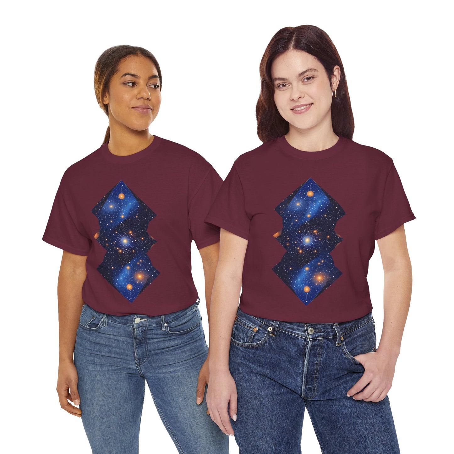 Geometric Shaped Galaxy Graphic Space Art Tee Shirt *Multiple Colors*