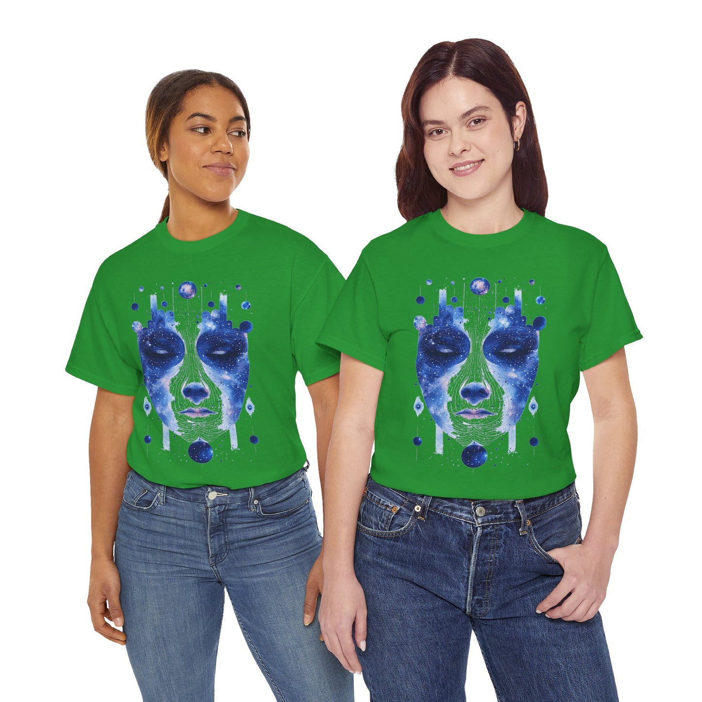 Cosmic Face Galaxy Graphic Space Art Tee Shirt *Multiple Colors*