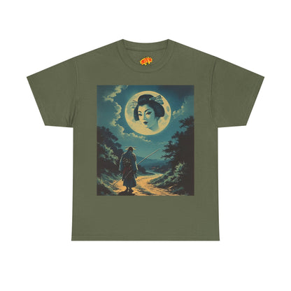 Travelling Samurai w/Full Moon Geisha Woman T-Shirt