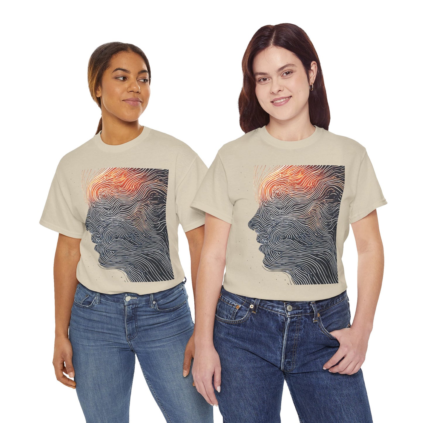 Line Drawing Face Graphic Art Tee Shirt *Multiple Colors*
