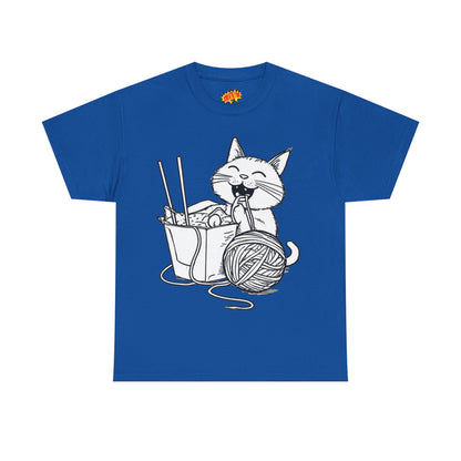 Happy Cat w/Noodles + Yarn Art Tee Shirt