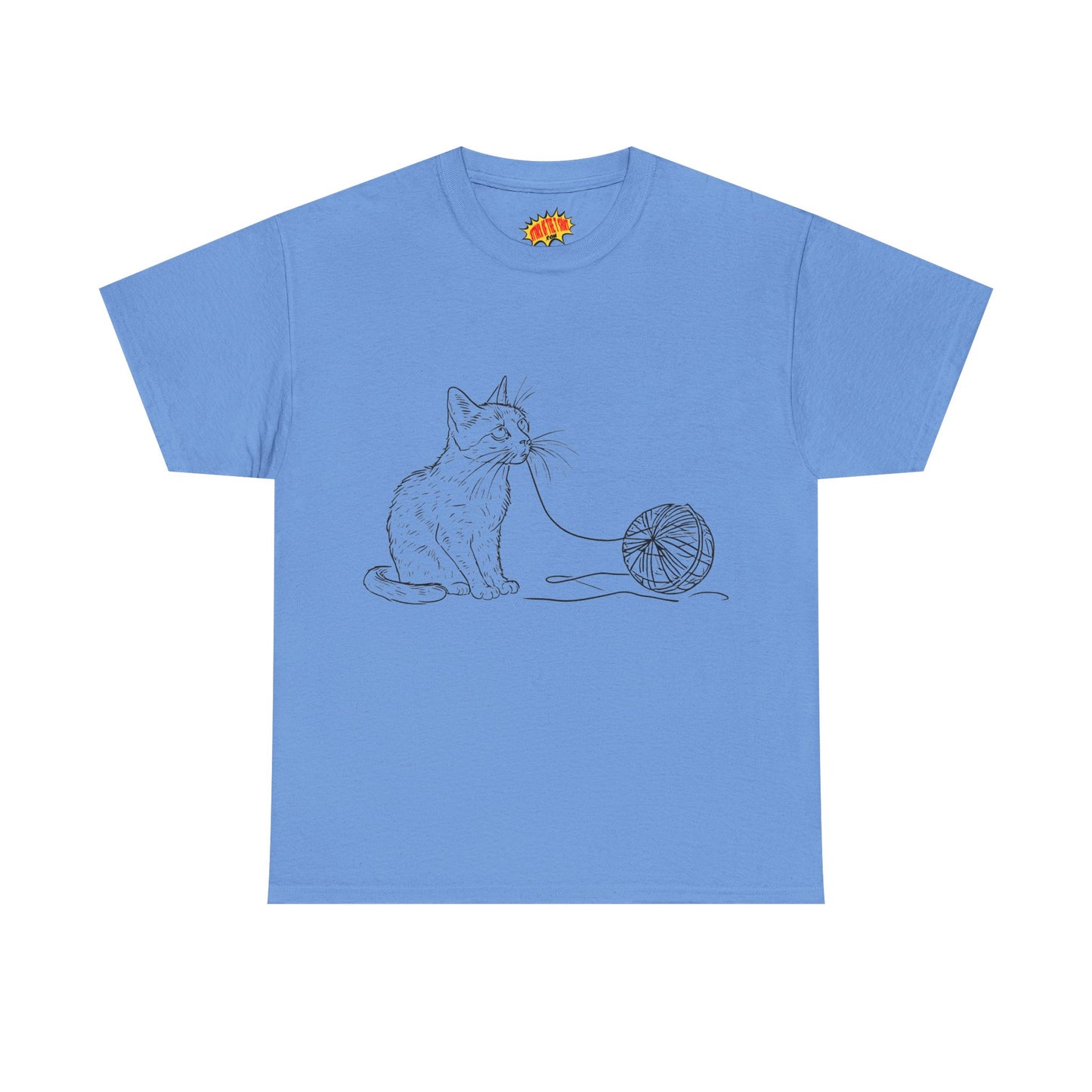 Cat w/Yarn Line Drawing Art Tee Shirt *Multiple Colors*