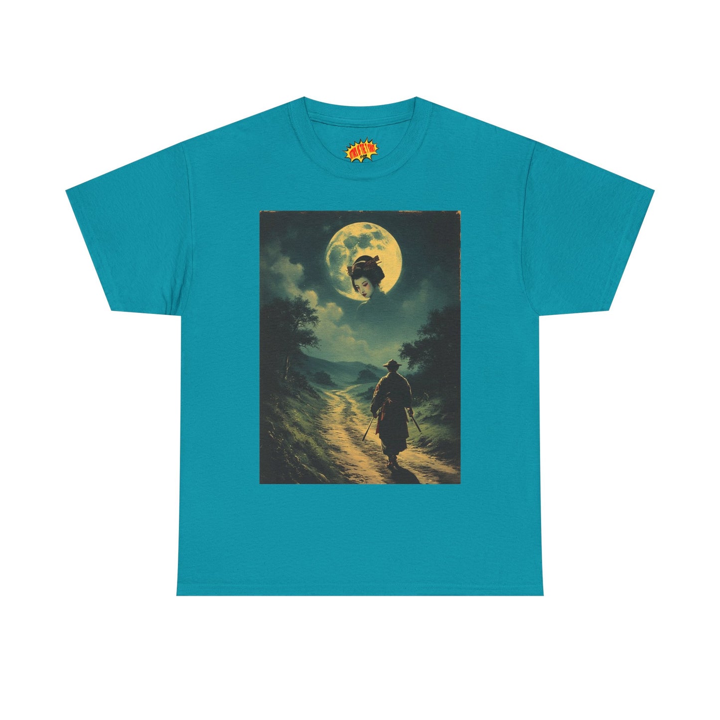 Travelling Samurai w/Moon Geisha Woman T-Shirt *Multiple Colors*