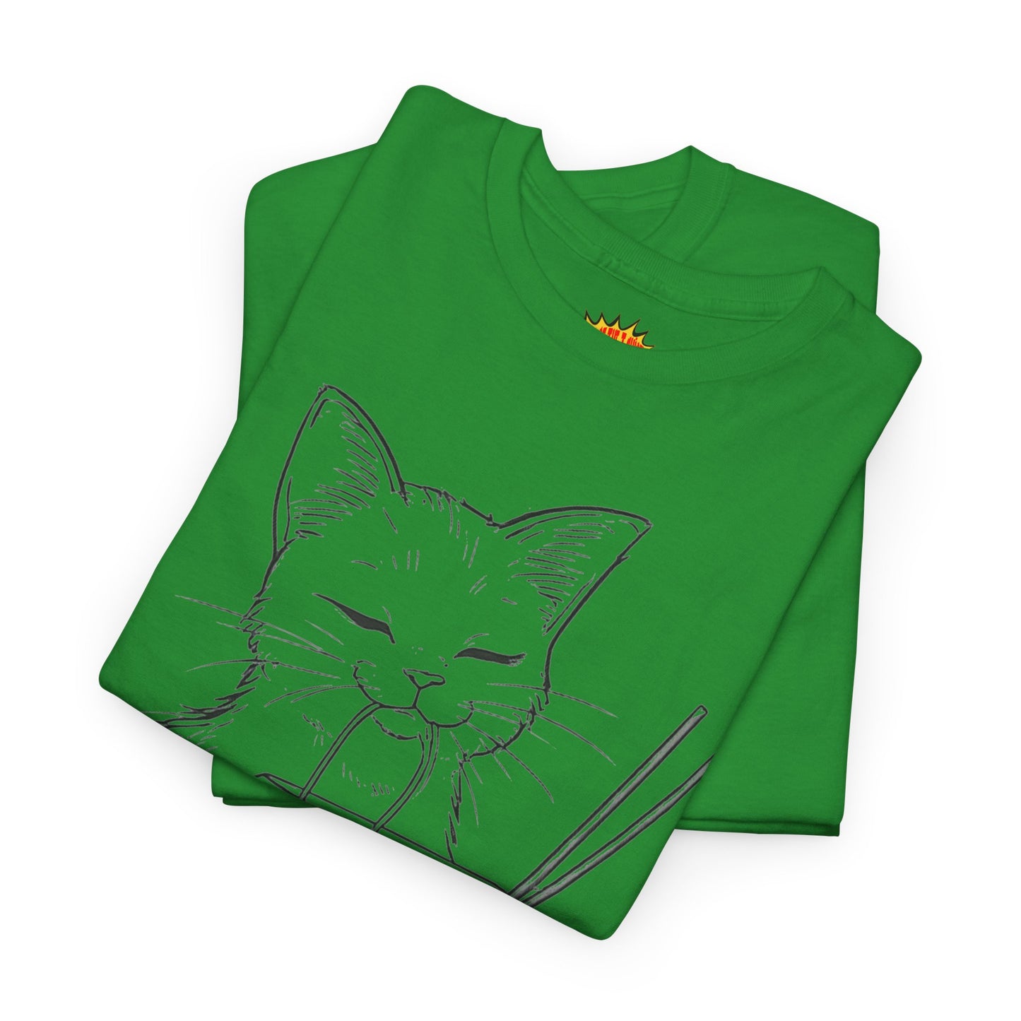 Cat w/Takeout + Yarn Ball Line Drawing Tee Shirt *Multiple Colors*