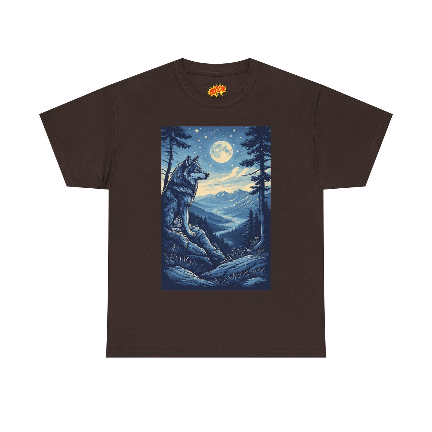 Blue Wolf with Full Moon Scene T-Shirt *Multiple Colors*