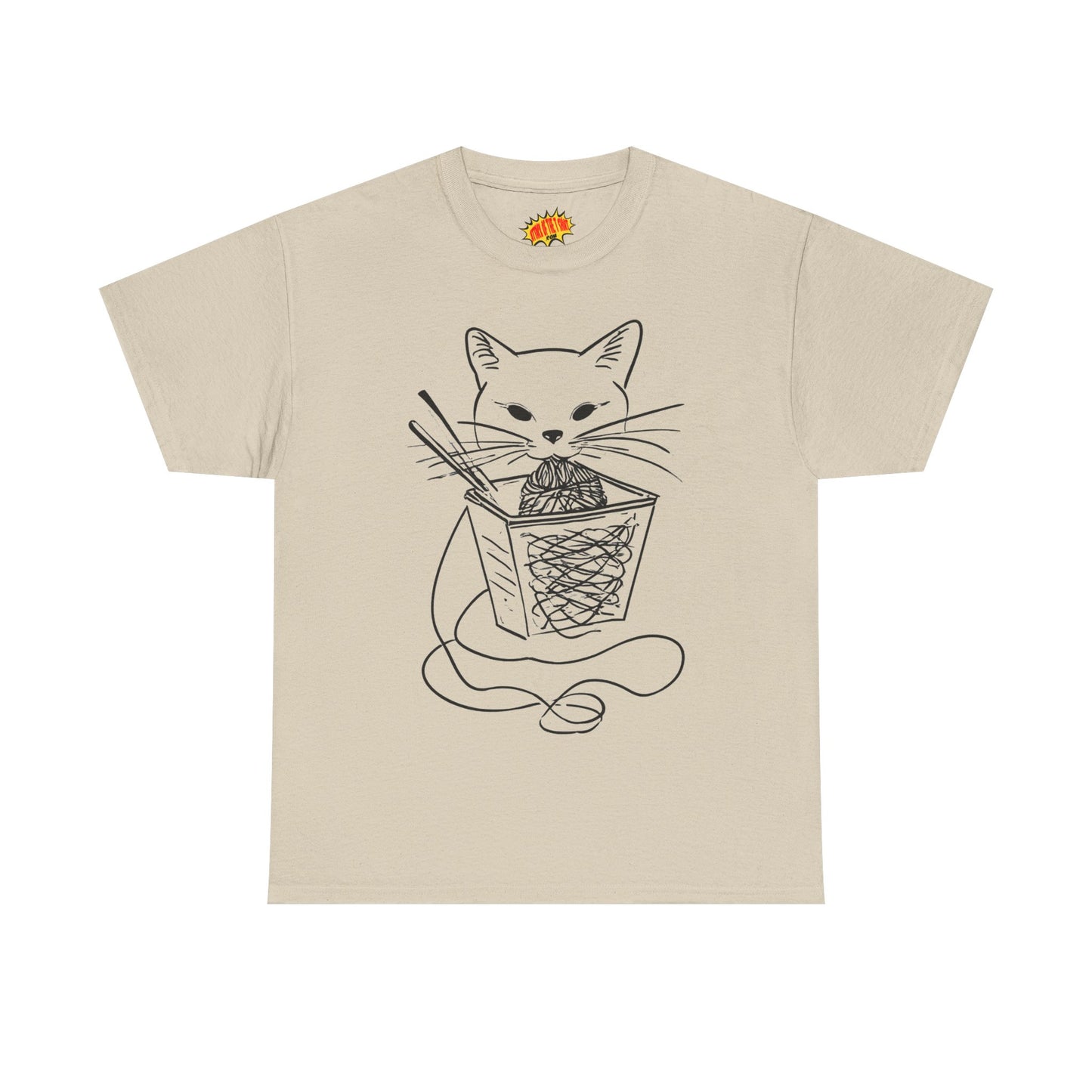 Cat w/Noodles Line Art Drawing Tee Shirt *Multiple Colors*