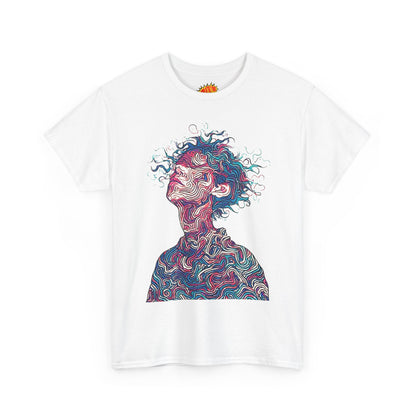 Line Drawing Multicolor Human Graphic Art Tee Shirt
