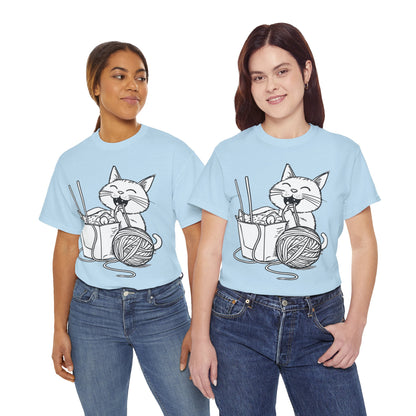 Happy Cat w/Noodles + Yarn Art Tee Shirt