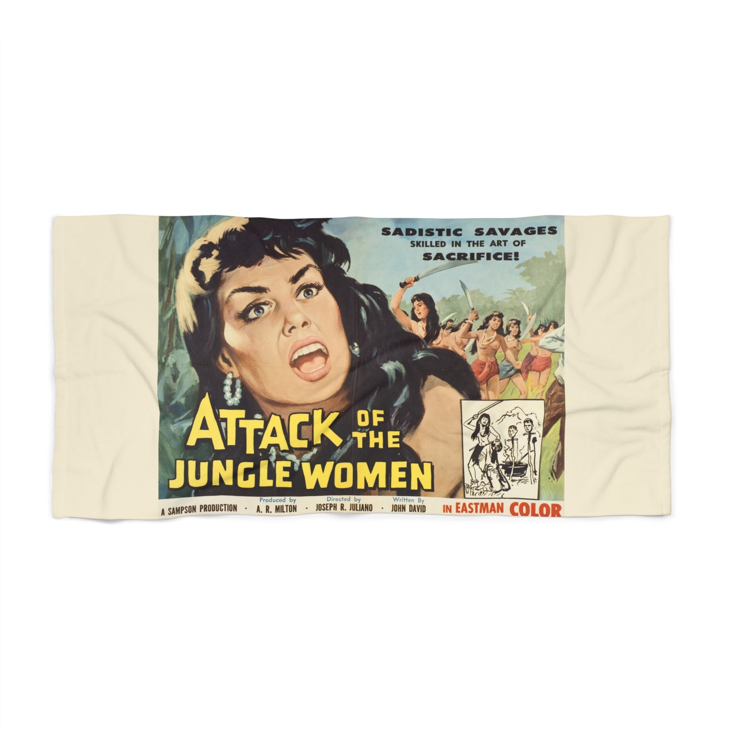Attack of the Jungle Women Beach Towel | Retro Movie Poster Beach Towel