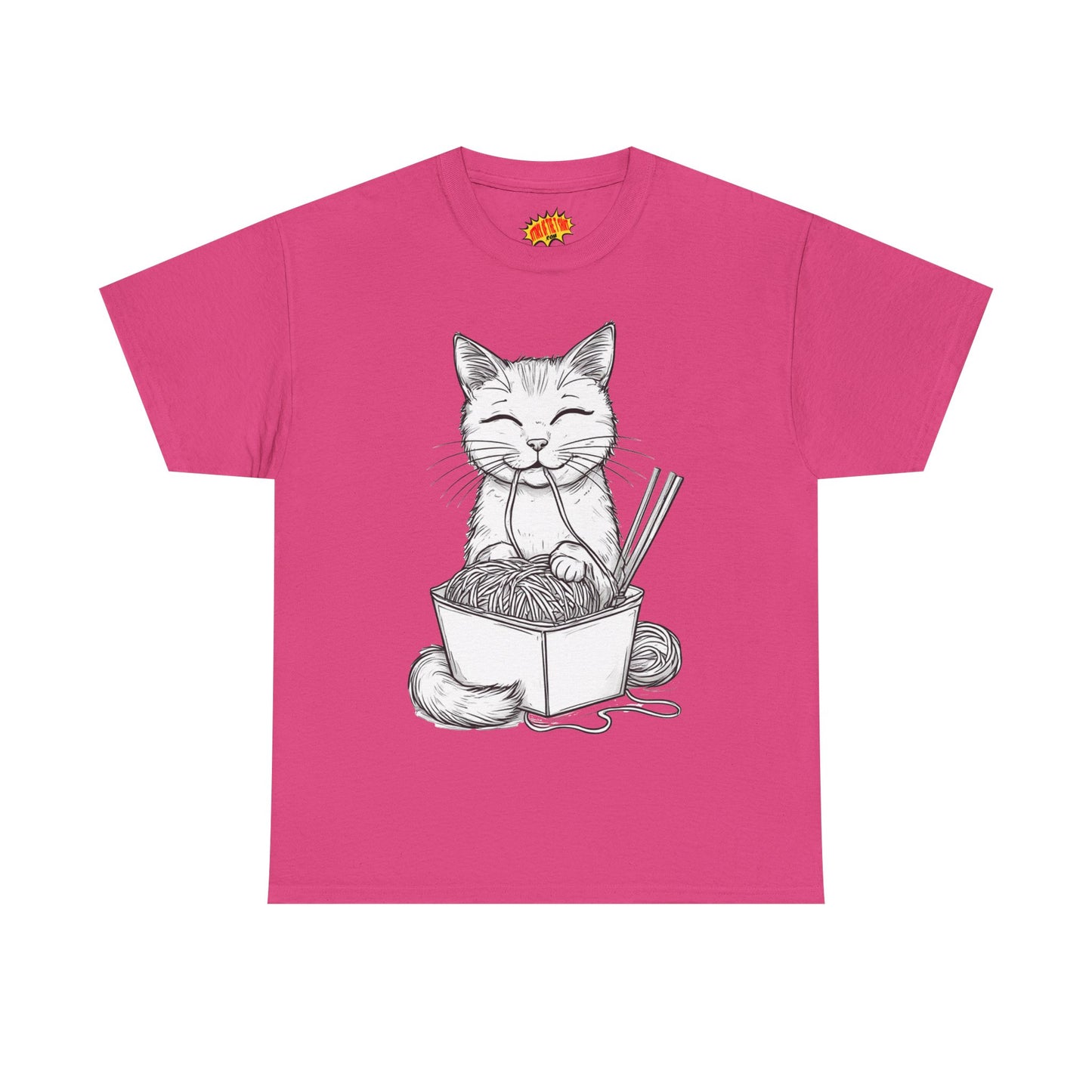 Cat w/Noodles Drawing Art Tee Shirt *Multiple Colors*
