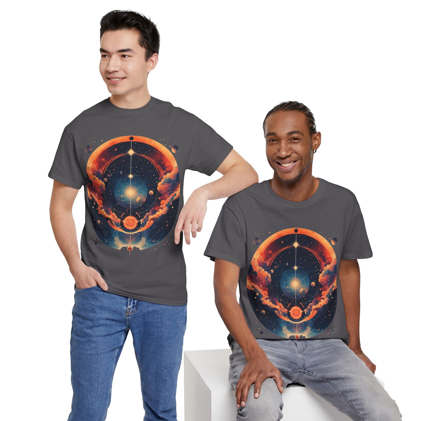 Round Galaxy Graphic Tee Shirt *Multiple Colors*