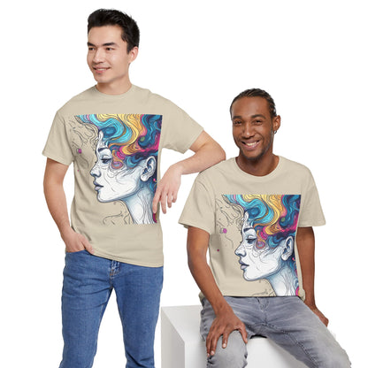 Face w/Color Hair Graphic Art Tee Shirt