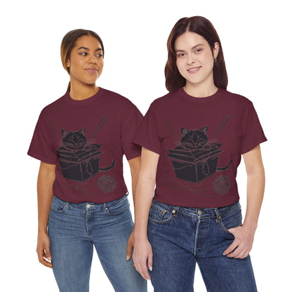 Black Cat w/Box + Yarn Ball Art Drawing Tee Shirt