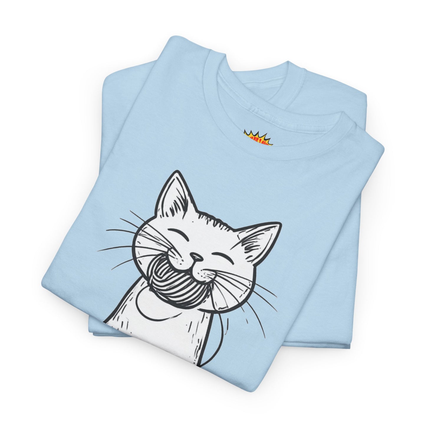 Cat w/Yarn Ball Takeout Art Tee Shirt *Multiple Colors*