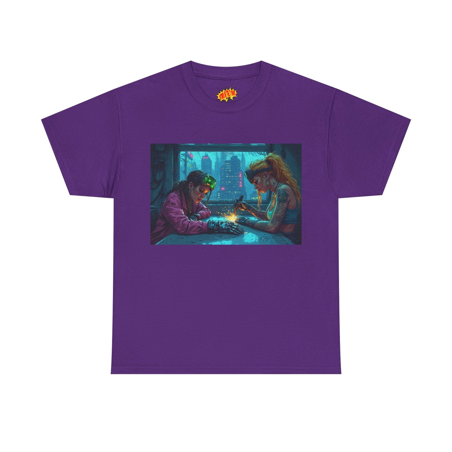 Cyberpunk Ladies Welding Scene T-Shirt *Multiple Colors*