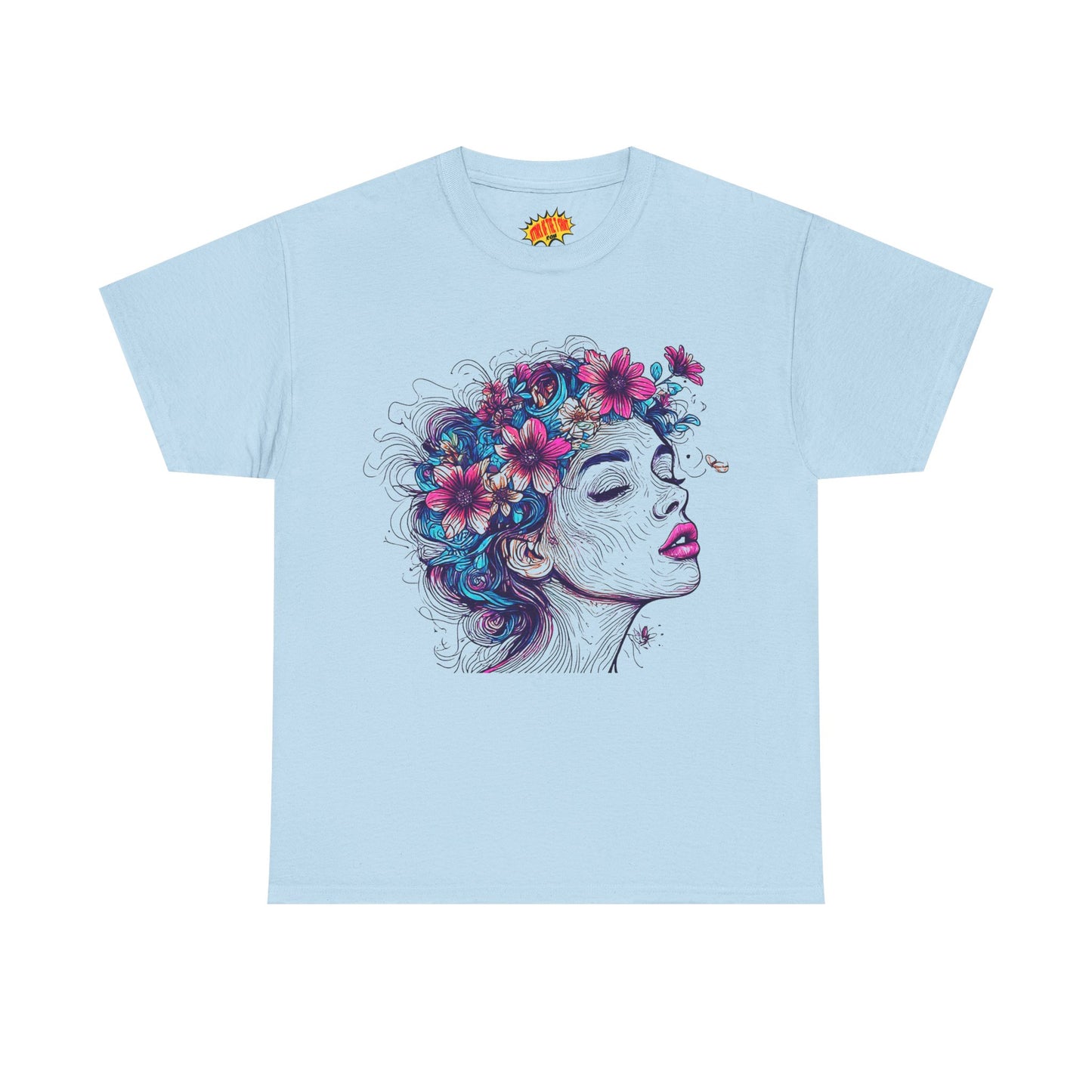 Multicolor Line Drawing Human Flower Graphic Art Tee Shirt *Multiple Colors*