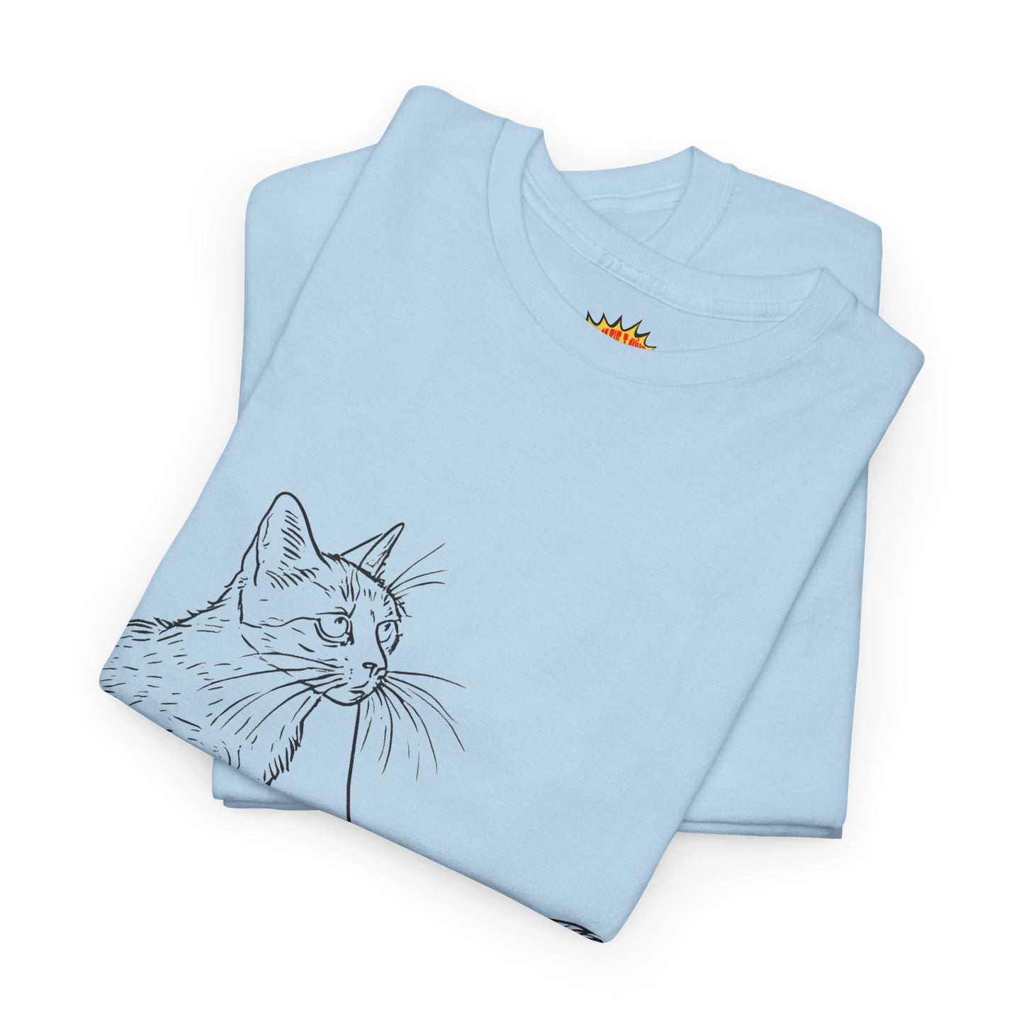Cat w/Yarn Line Drawing Art Tee Shirt *Multiple Colors*