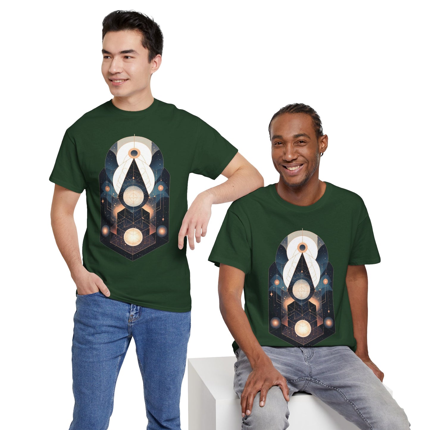 Geometric Space Art Pattern Graphic Tee Shirt *Multiple Colors*