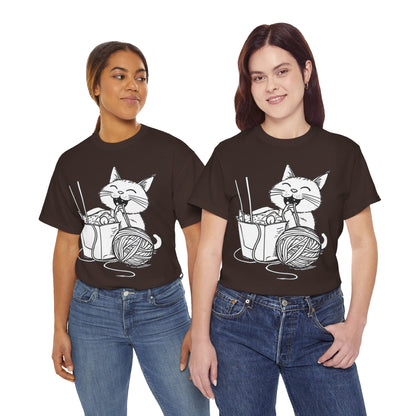 Happy Cat w/Noodles + Yarn Art Tee Shirt