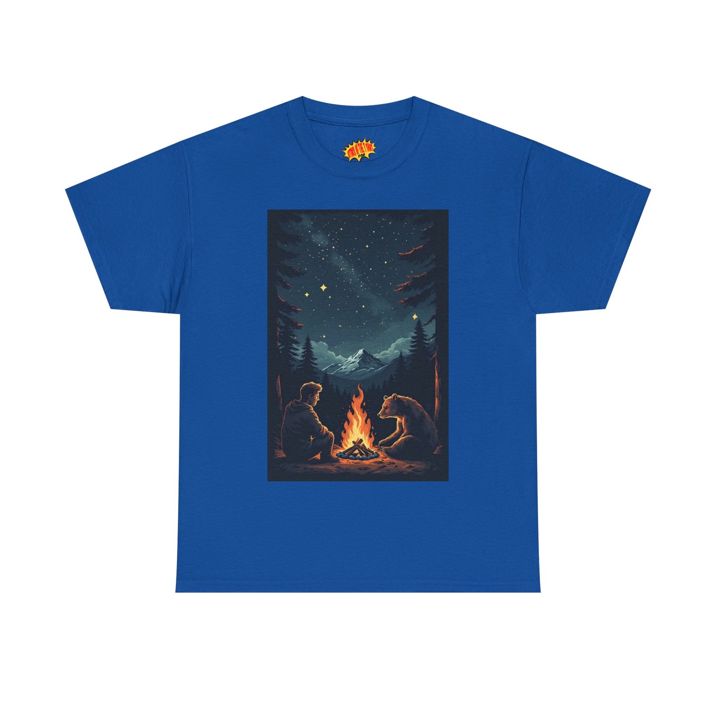 Mountain Man w/Bear Campfire Scene T-Shirt *Multiple Colors*