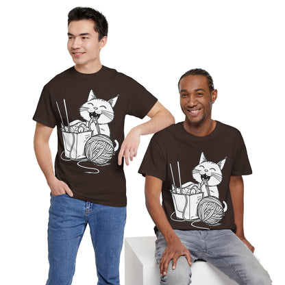 Happy Cat w/Noodles + Yarn Art Tee Shirt