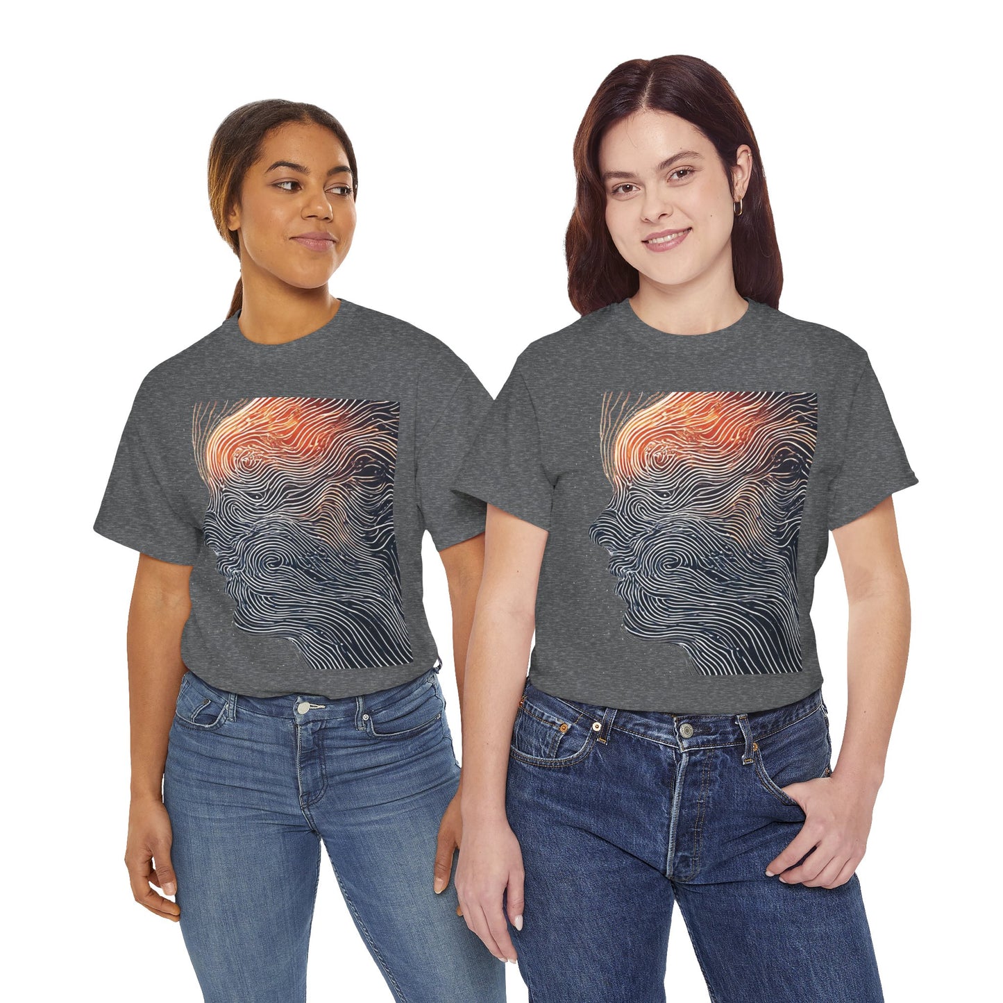 Line Drawing Face Graphic Art Tee Shirt *Multiple Colors*