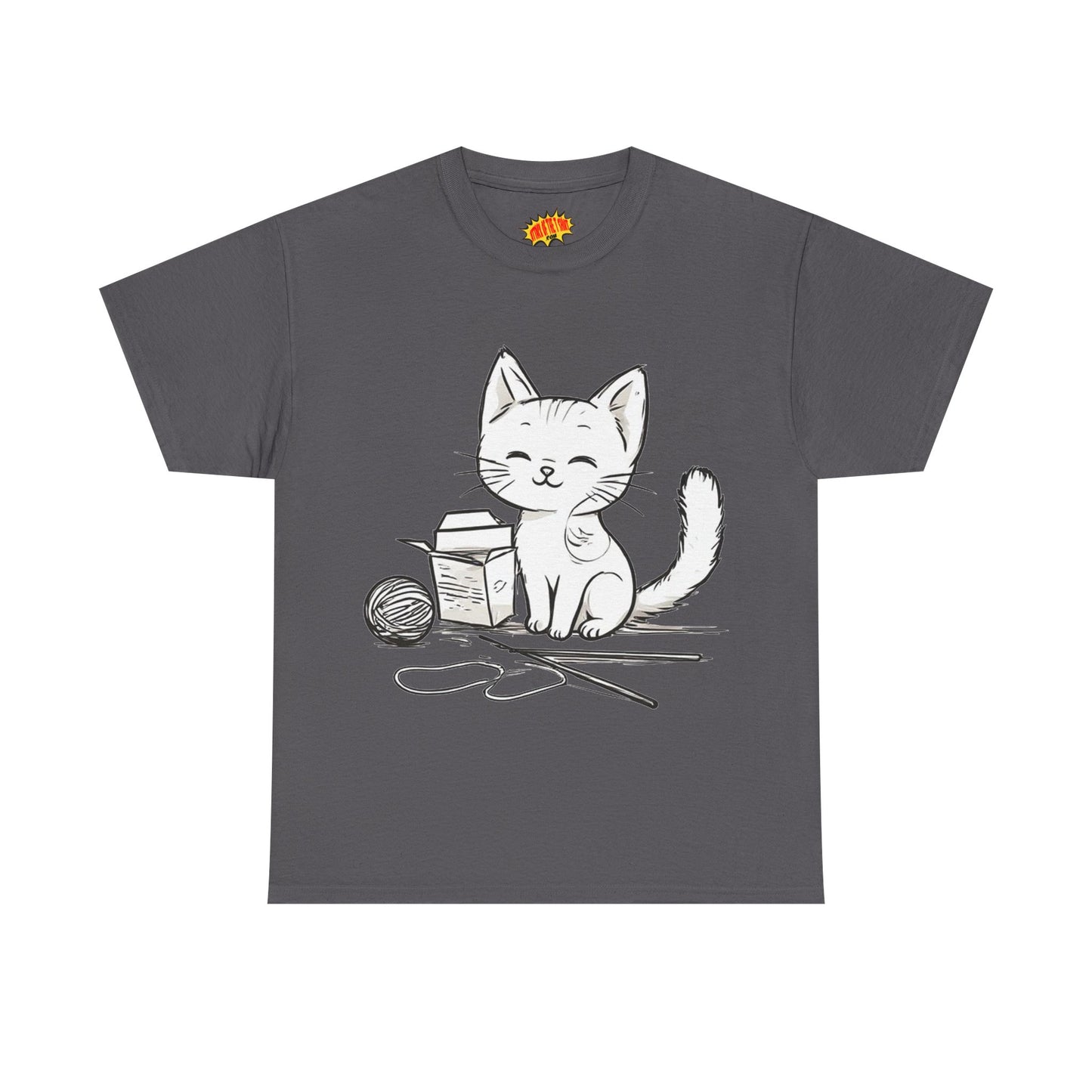 White Cat w/Takeout Yarn Art Tee Shirt *Multiple Colors*