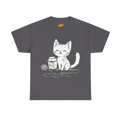 White Cat w/Takeout Yarn Art Tee Shirt