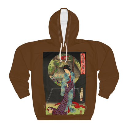 Oji Waterfall, Toyohara Chikanobu - Brown Hoodie