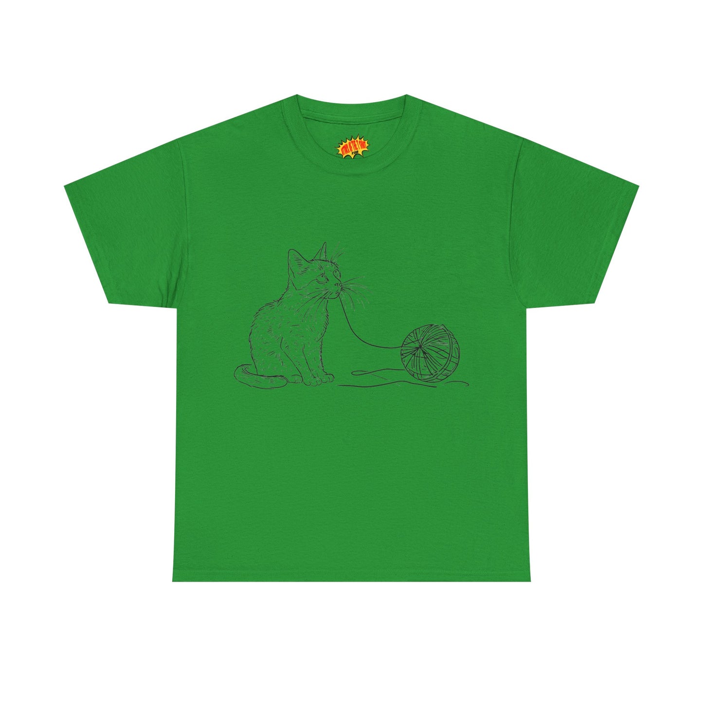 Cat w/Yarn Line Drawing Art Tee Shirt *Multiple Colors*