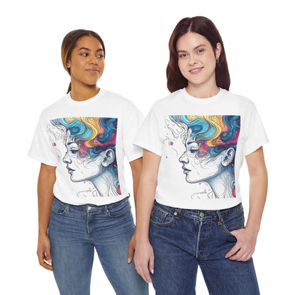 Face w/Color Hair Graphic Art Tee Shirt