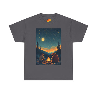 Mountain Man w/ Brown Bear Campfire Scene T-Shirt